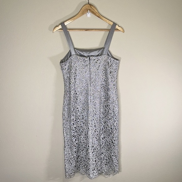 R&M Richard Silver Gray Mother of Bride Midi Length Dress Women 8 Formal Wedding - Picture 5 of 12